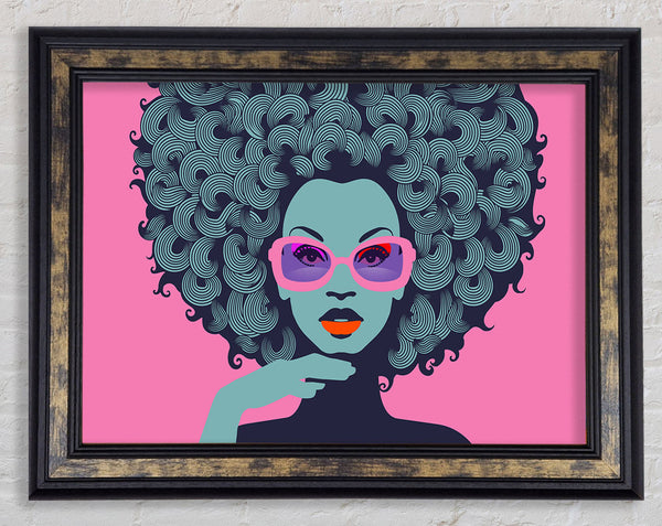 Glasses Big Hair Woman Framed Print