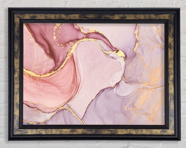 Oil Paint Pink And Gold Framed Print