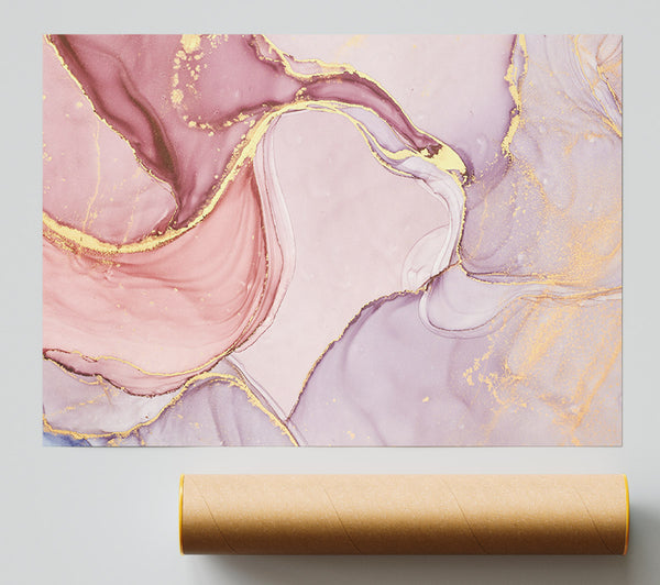 Oil Paint Pink And Gold Giclee Print