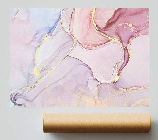 Oil Paint Lilac And Gold Print
