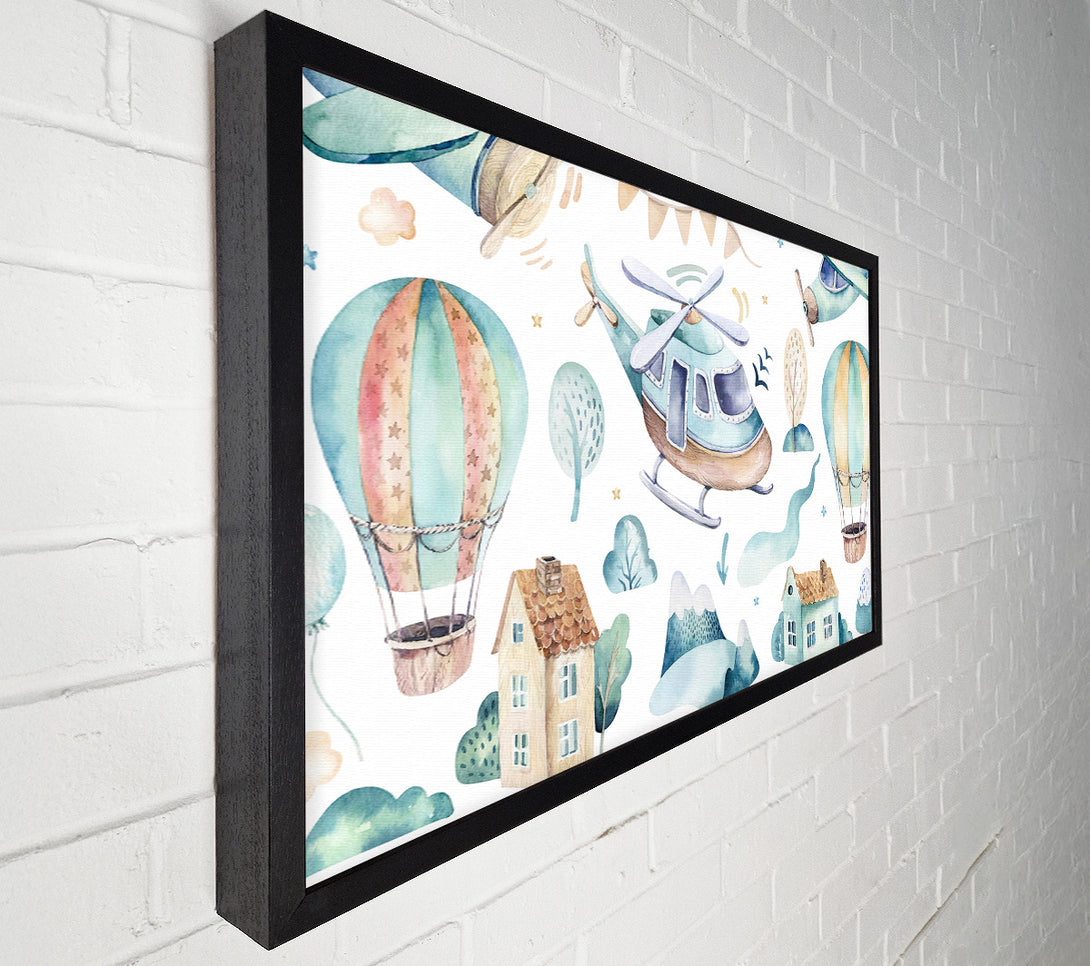  A Canvas Print of Watercolour Helicopter Canvas Wall Art