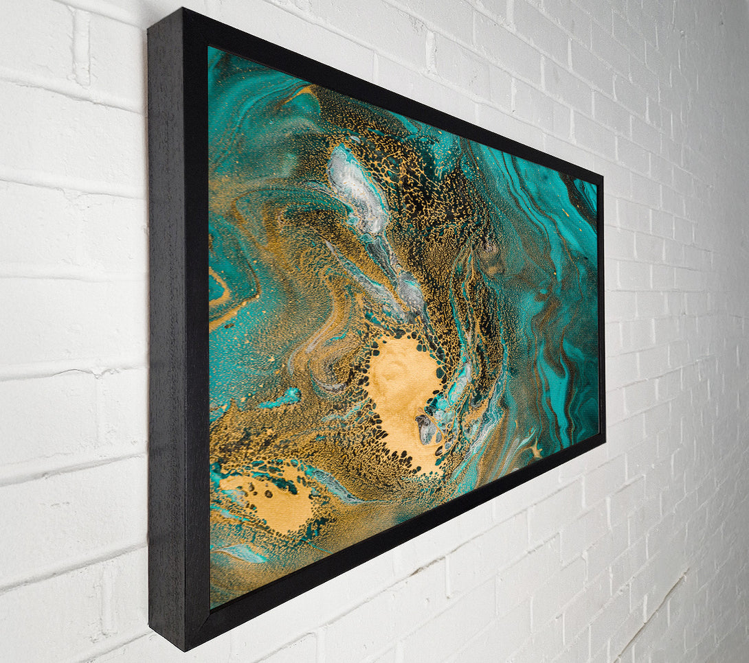  A Canvas Print of Turquoise And Teal Oil Flow Canvas Wall Art