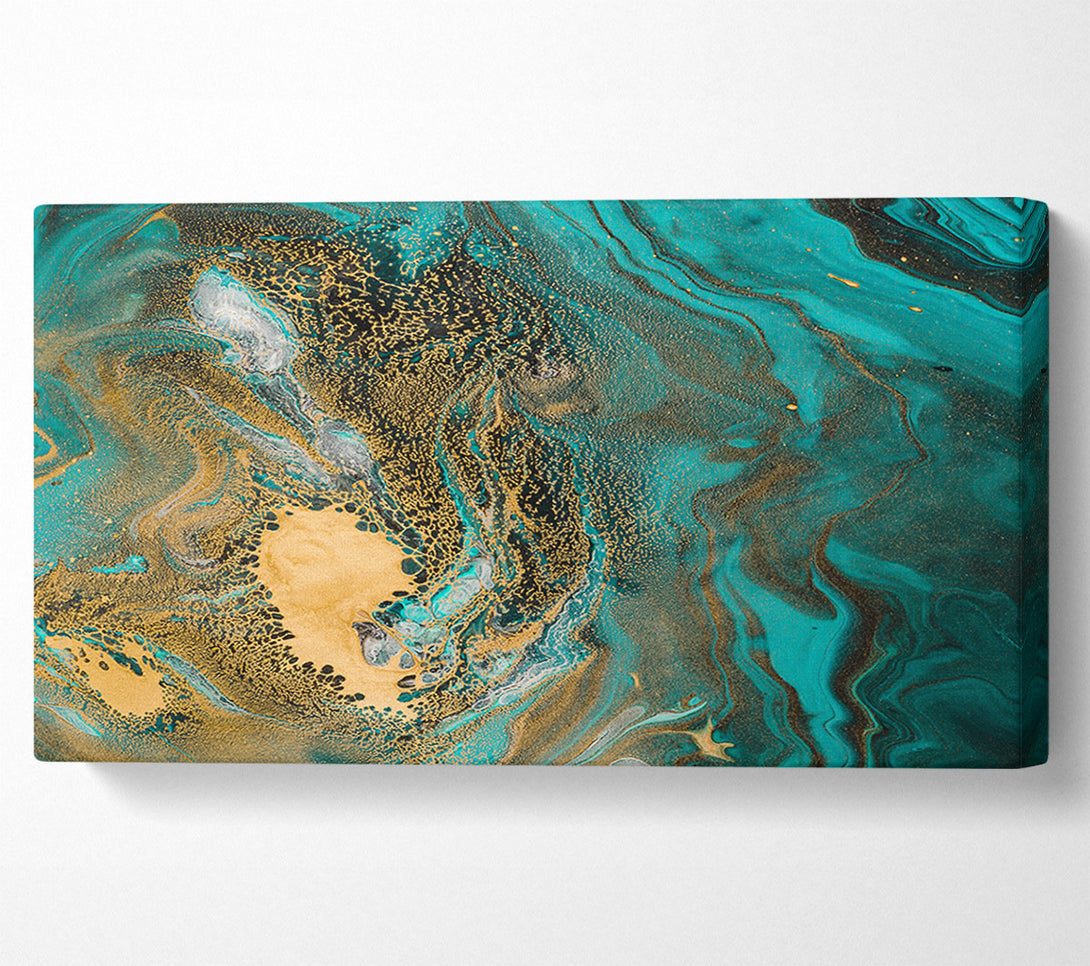 A Canvas Print of Turquoise And Teal Oil Flow Canvas Wall Art