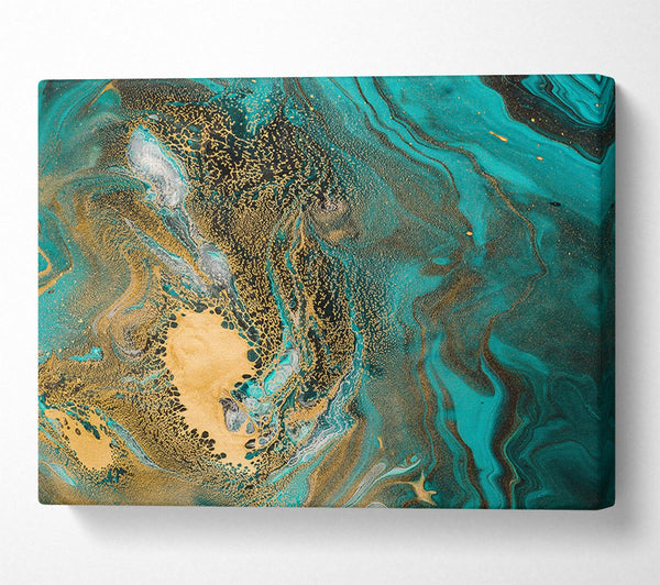  A Canvas Print of Turquoise And Teal Oil Flow Canvas Wall Art