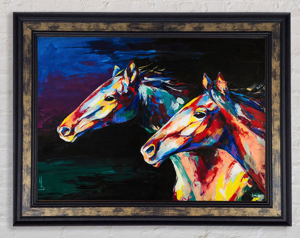 Two Running Horses Framed Print