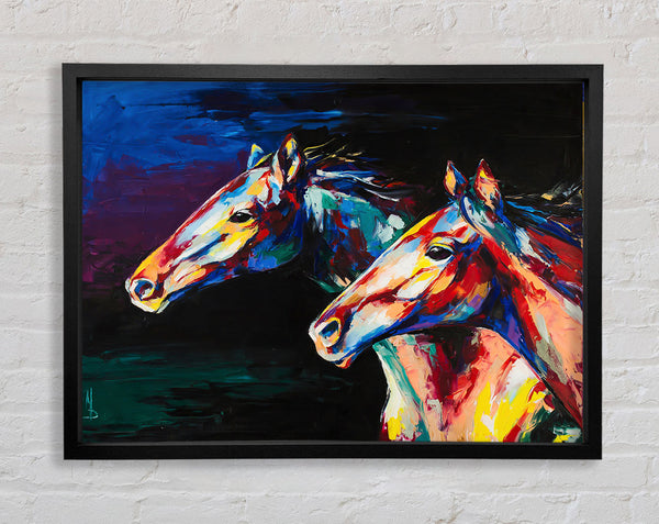 Two Running Horses Framed Print