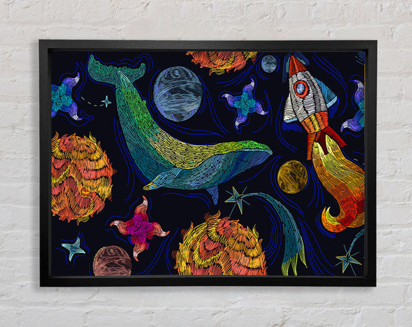 Space Whale Framed Print