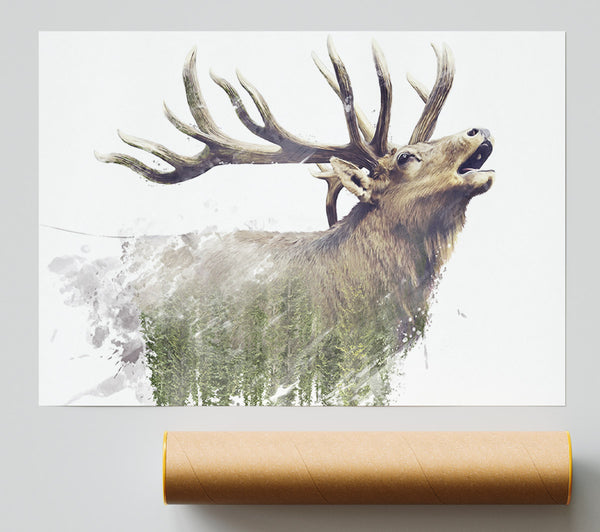 Double Exposure Stag Print