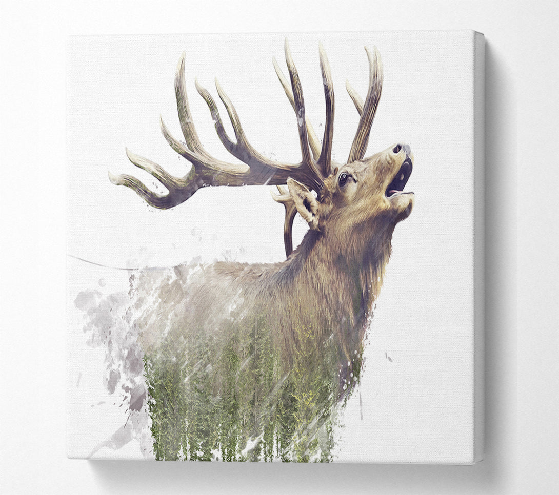  A Canvas Print of Double Exposure Stag Canvas Art