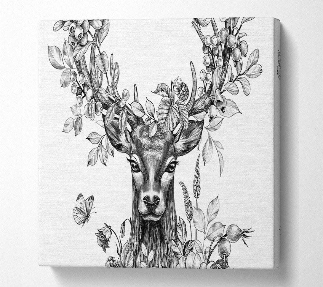  A Canvas Print of The Floral Deer Canvas Art