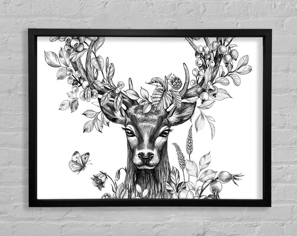 The Floral Deer Framed Print
