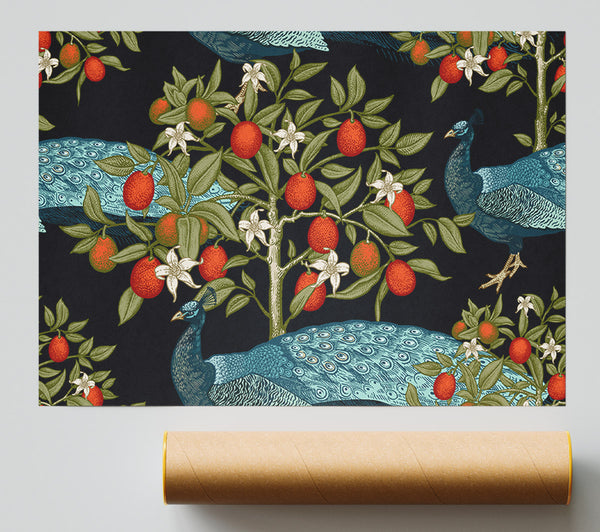 The Peacock And Orange Tree Print