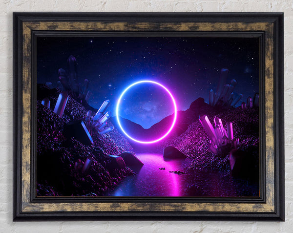 The Neon Circle World Framed Print