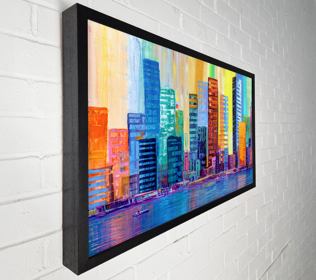  A Canvas Print of Warm And Cool City Lights Canvas Print