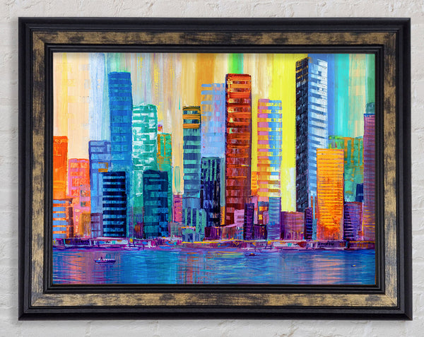 Warm And Cool City Lights Framed Print