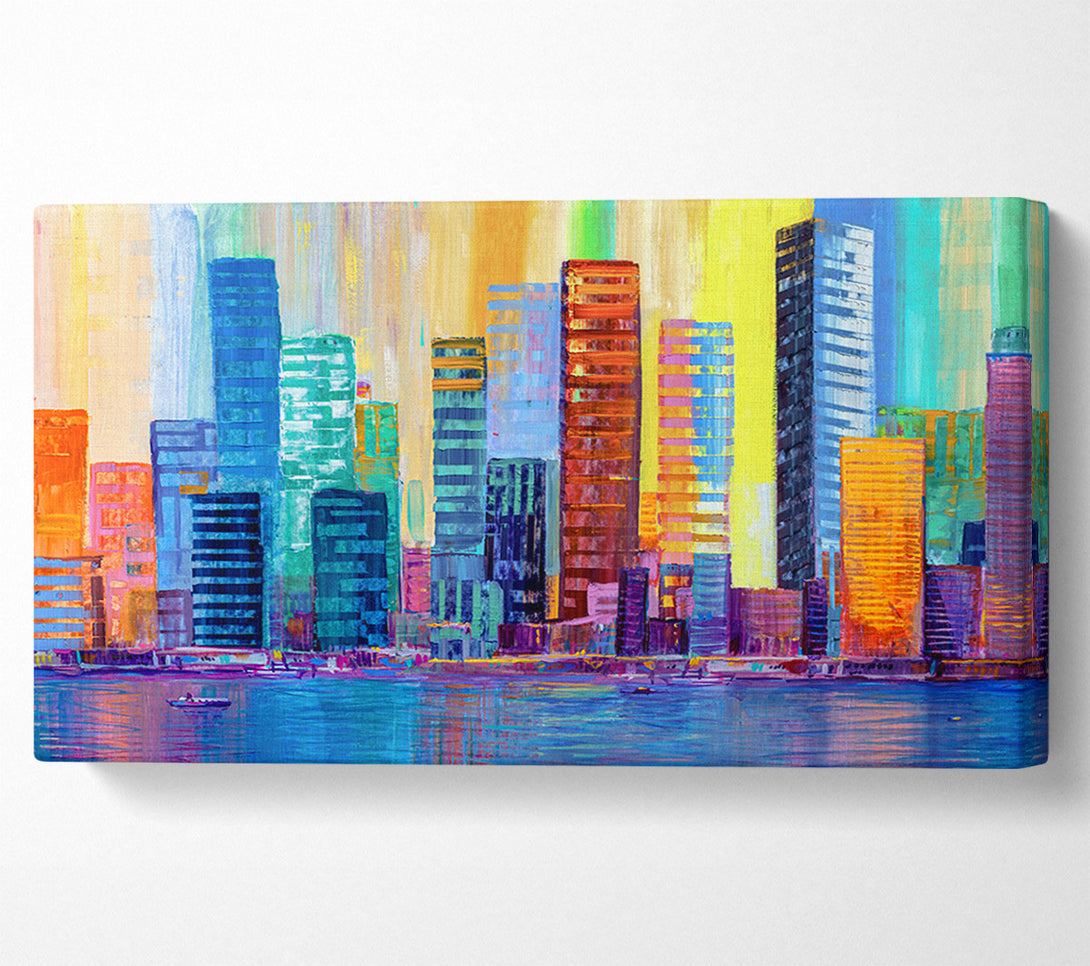  A Canvas Print of Warm And Cool City Lights Canvas Print