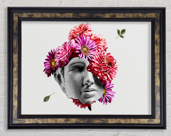 Floral Greek Face Framed Print