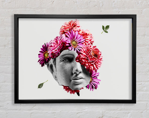 Floral Greek Face Framed Print