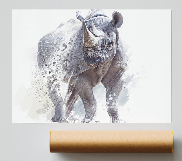 Watercolour Rhino Giclee Print