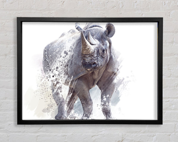Watercolour Rhino Framed Print
