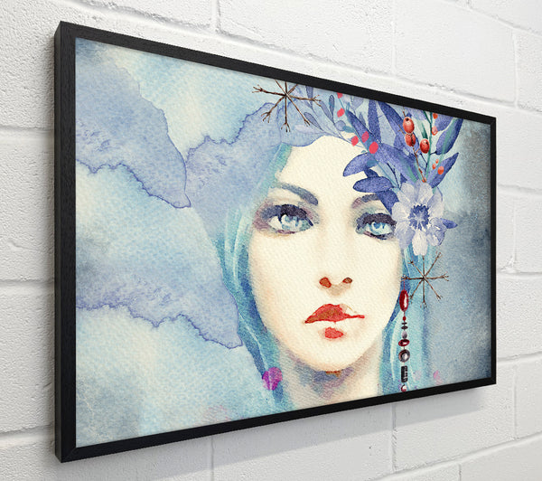 Blue Face Woman Watercolour