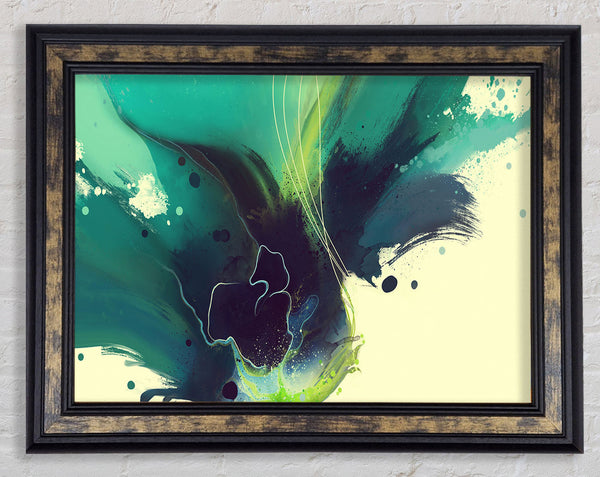 Green And Blue Brush Strokes Framed Print