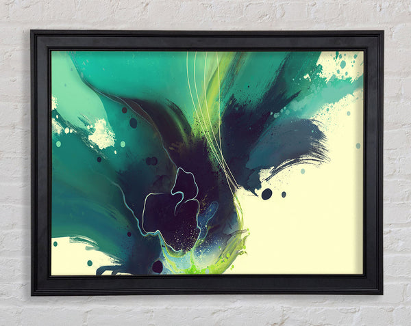 Green And Blue Brush Strokes Framed Print