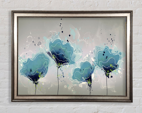Blue Jazz Flowers Framed Print