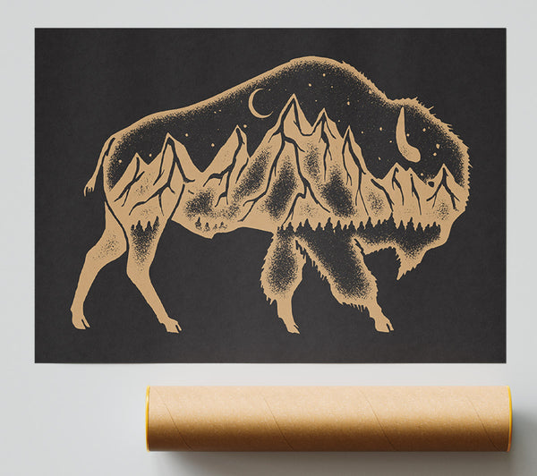 Night Bison Giclee Print