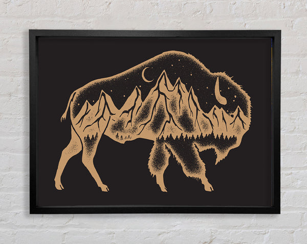 Night Bison Framed Print