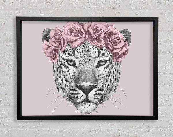 The Rose Head Leopard Framed Print