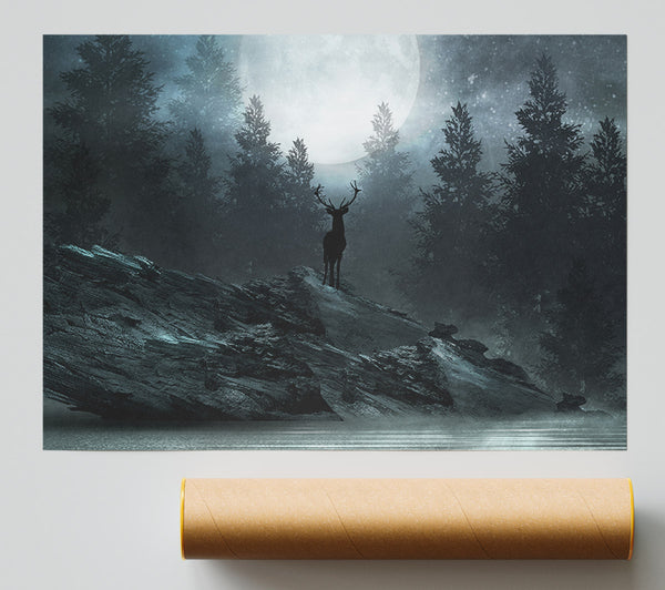 The Deer At Night Poster