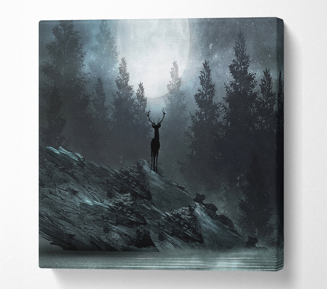  A Canvas Print of The Deer At Night Canvas Wall Art