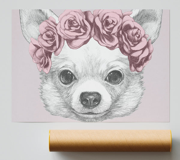Flower Head Chihuahua Giclee Print