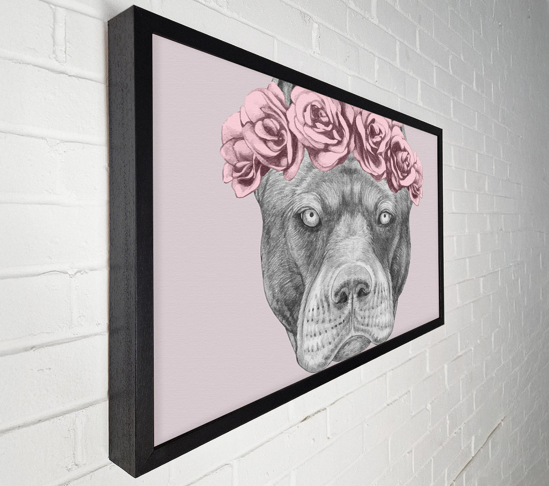  A Canvas Print of Flower Head Pitbull Canvas Wall Art