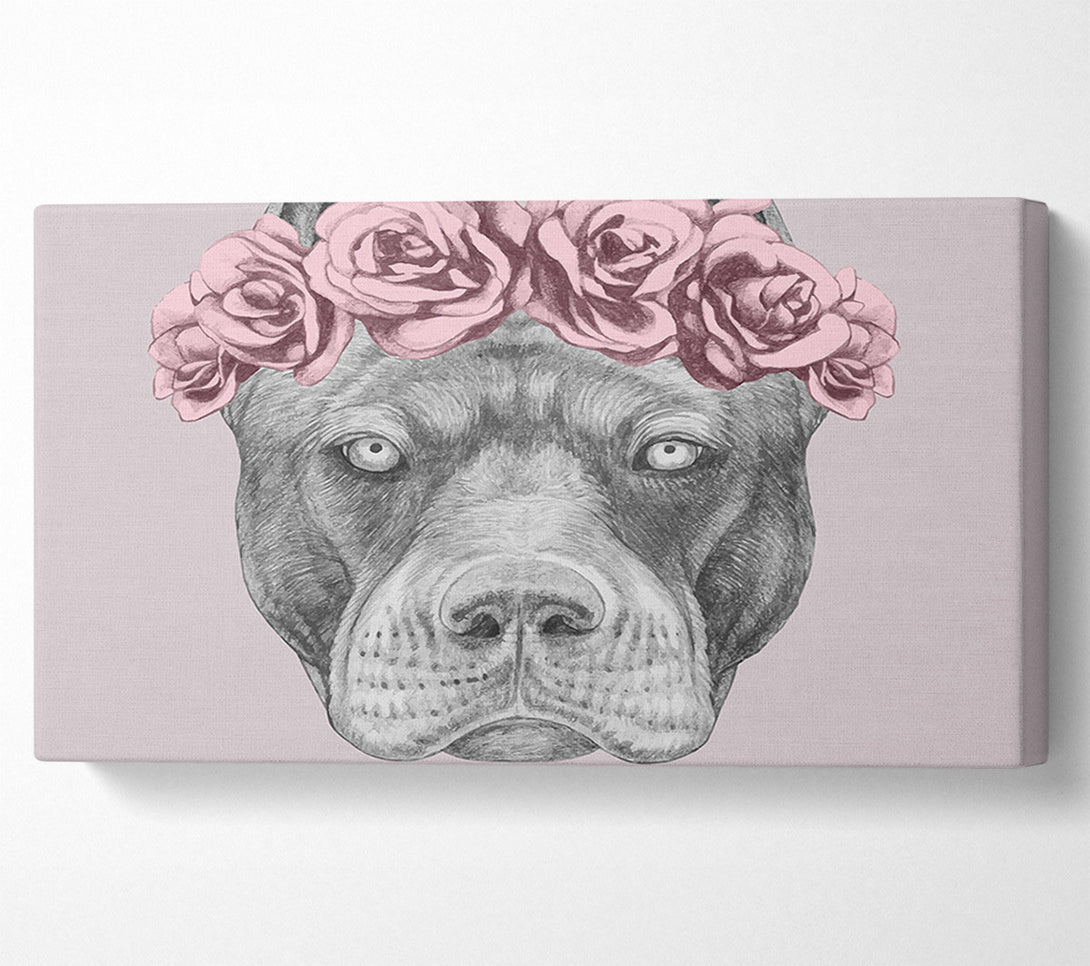  A Canvas Print of Flower Head Pitbull Canvas Wall Art