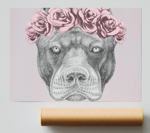 Flower Head Pitbull Print