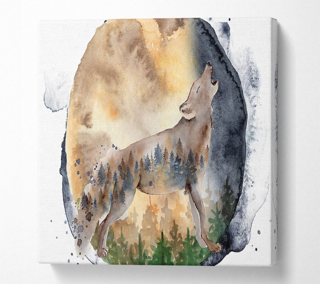  A Canvas Print of The Howiling Wolf Canvas Wall Art