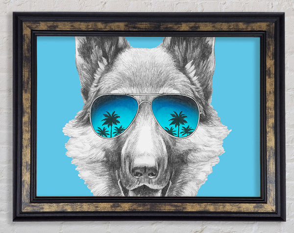 German Shepherd Glasses Framed Print