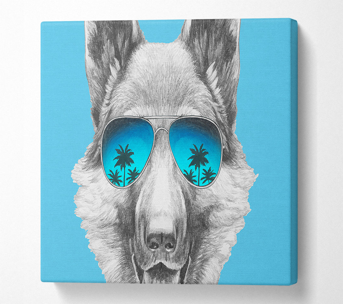  A Canvas Print of German Shepherd Glasses Canvas Wall Art