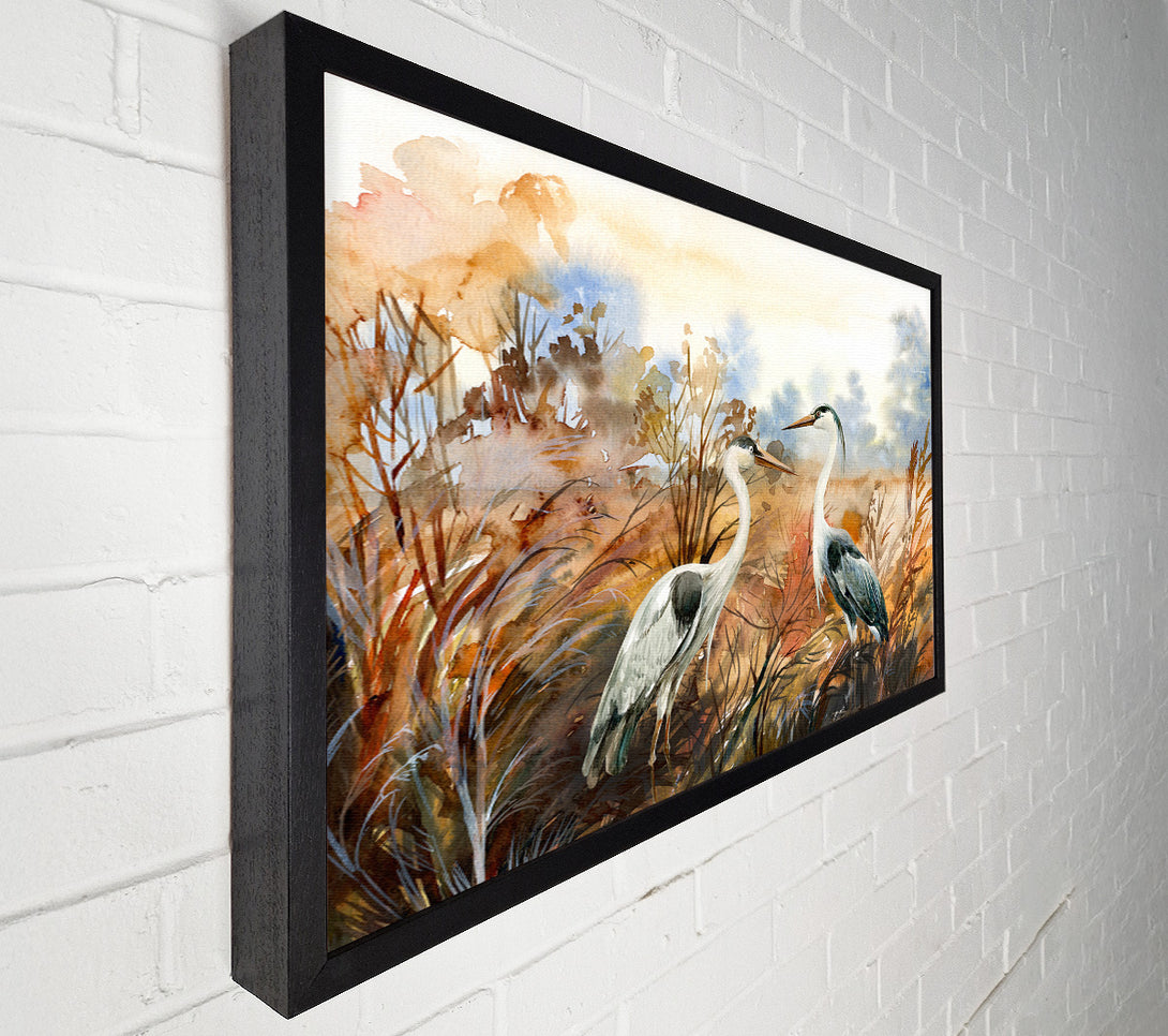  A Canvas Print of Herons In The Pond Canvas Wall Art