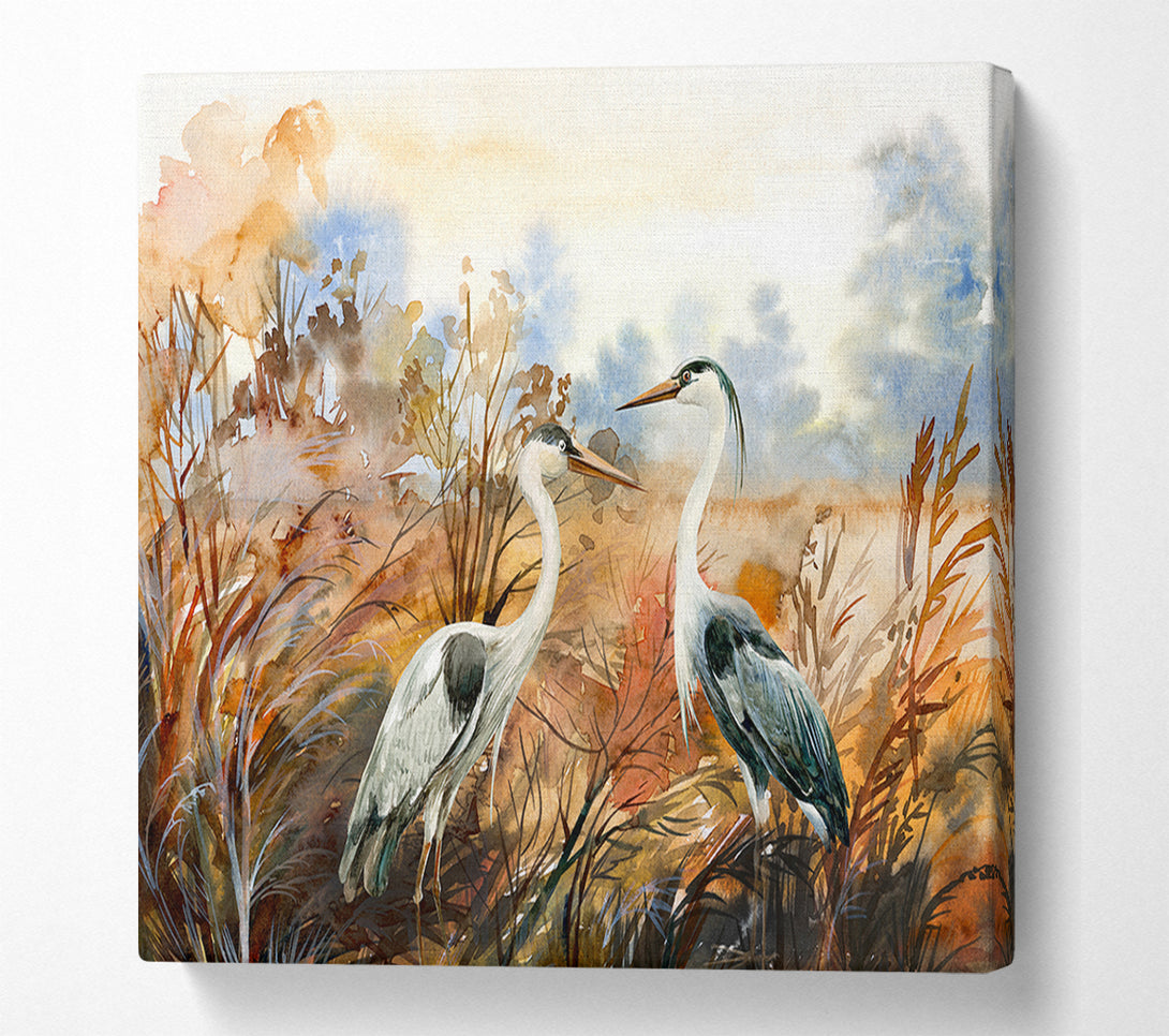  A Canvas Print of Herons In The Pond Canvas Wall Art
