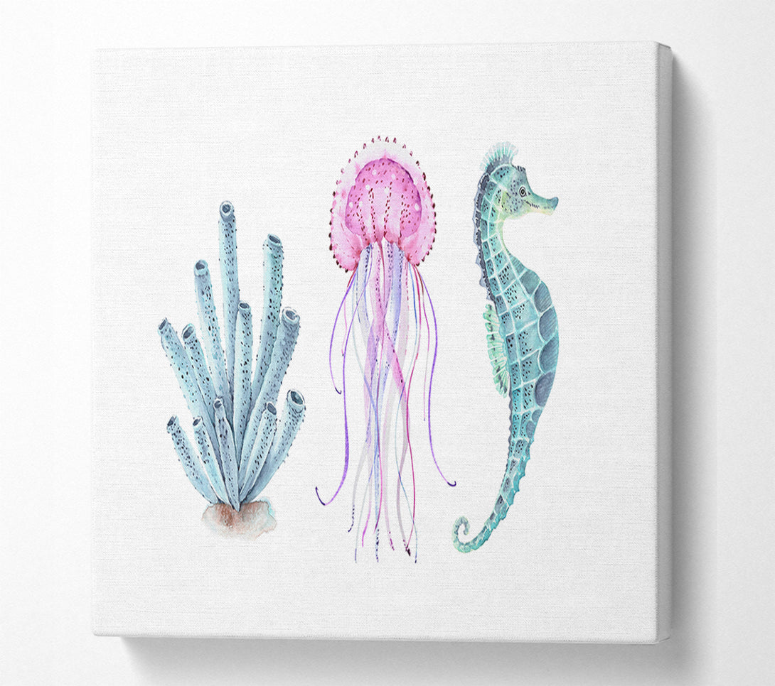  A Canvas Print of Seahorse Watercolour Canvas Print