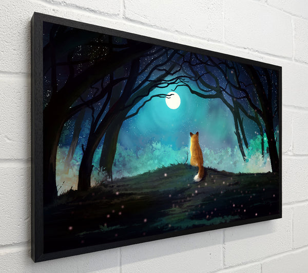 Fox Staring At The Moon