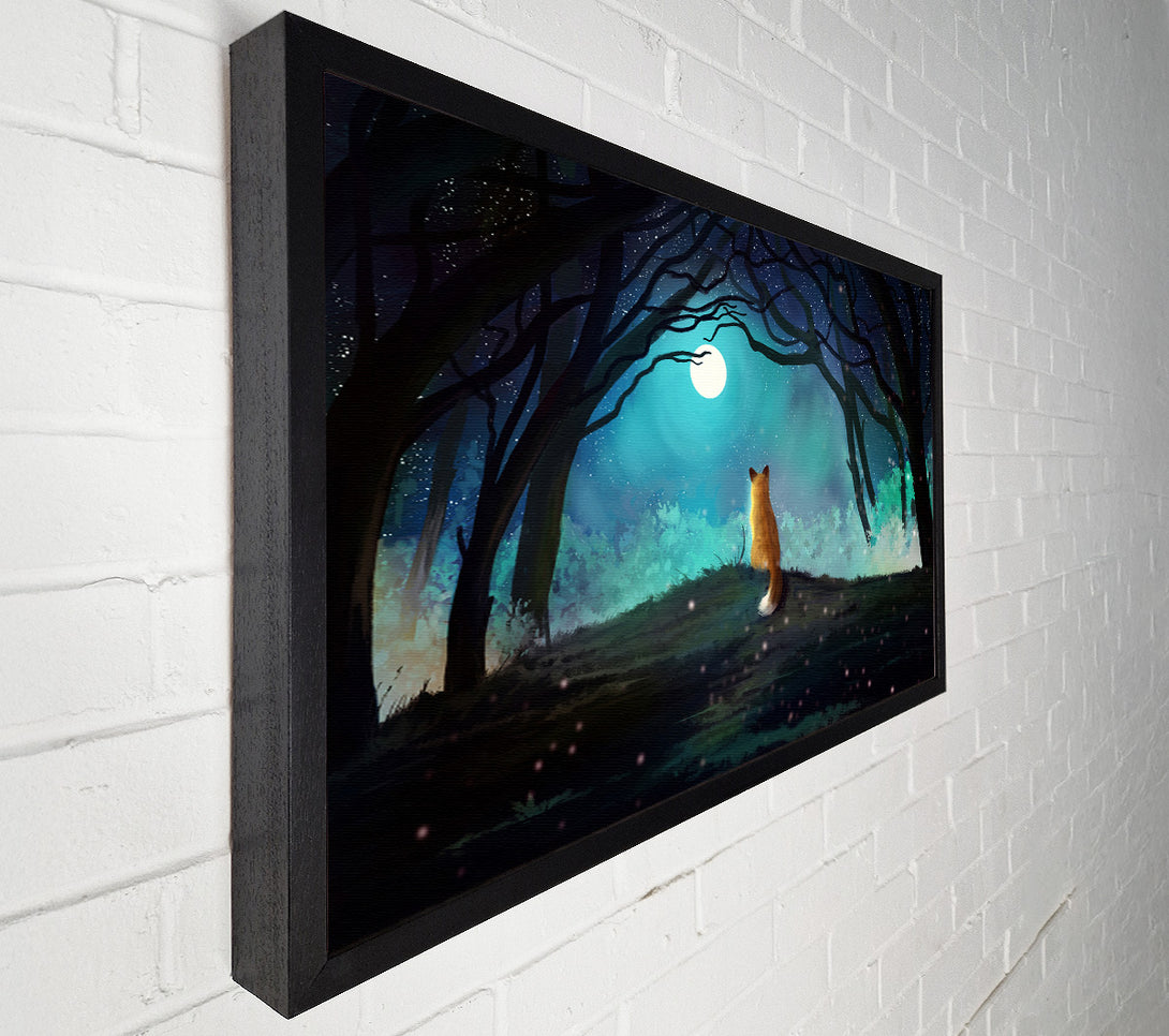  A Canvas Print of Fox Staring At The Moon Canvas Wall Art