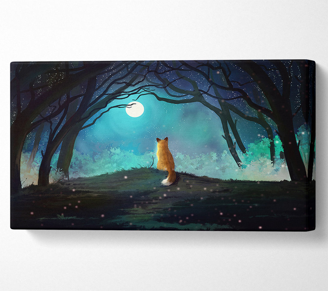  A Canvas Print of Fox Staring At The Moon Canvas Wall Art