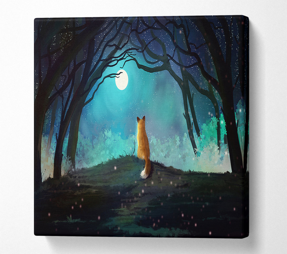  A Canvas Print of Fox Staring At The Moon Canvas Wall Art