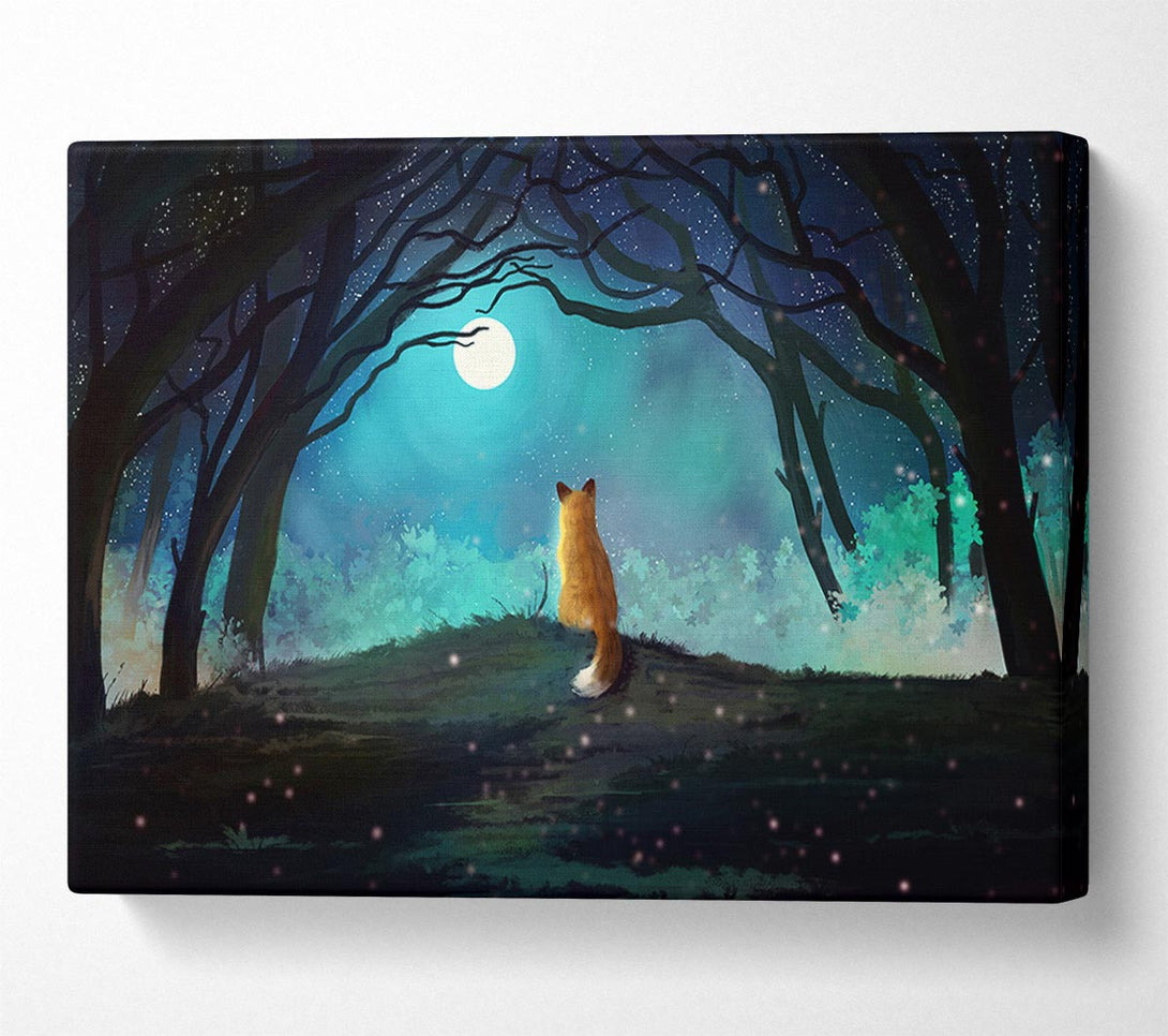  A Canvas Print of Fox Staring At The Moon Canvas Wall Art