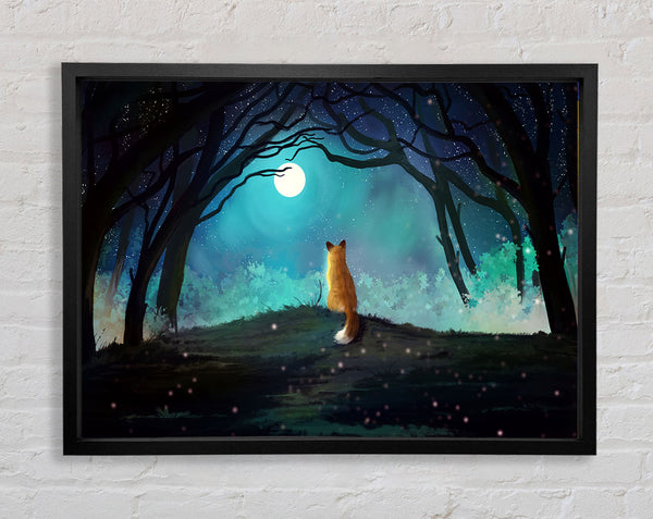 Fox Staring At The Moon Framed Print