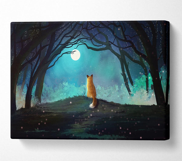  A Canvas Print of Fox Staring At The Moon Canvas Wall Art